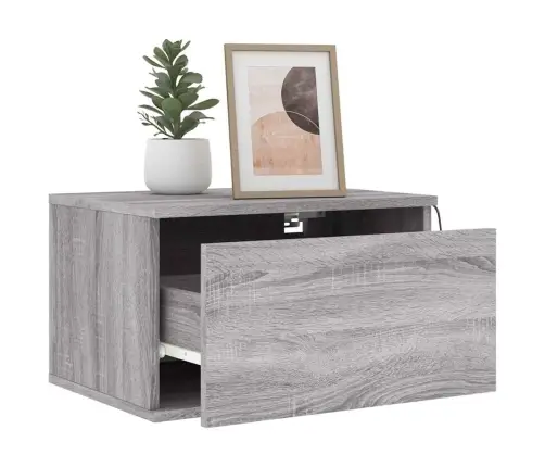 Sienas Naktsskapīši Ar Led, 2 Gab., Pelēcīga Ozolkoka Krāsa Vidaxl