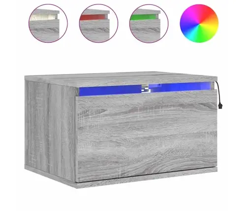 Sienas Naktsskapīši Ar Led, 2 Gab., Pelēcīga Ozolkoka Krāsa Vidaxl