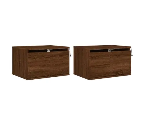 Sienas Naktsskapīši Ar Led Apgaismojumu, 2 Gab., Ozola Krāsa Vidaxl