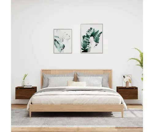 Sienas Naktsskapīši Ar Led Apgaismojumu, 2 Gab., Ozola Krāsa Vidaxl