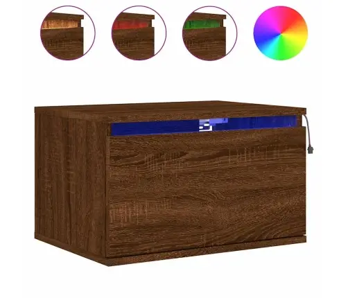 Sienas Naktsskapīši Ar Led Apgaismojumu, 2 Gab., Ozola Krāsa Vidaxl