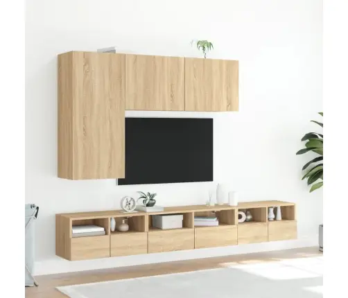 Sieninės Tv Spintelės, 2Vnt., Ąžuolo, 60X30X30cm Mediena