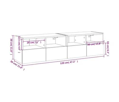Tv Sienas Skapji, 2 Gb., 60X30X30 Cm, Pelēki, Inženierijas Koks Vidaxl Tv Sienas Skapji, 2 Gb., 60X30X30 Cm, Pelēki, Inženierijas Koks Vidaxl