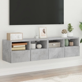 Tv Sienas Skapji, 2 Gb., 60X30X30 Cm, Pelēki, Inženierijas Koks Vidaxl