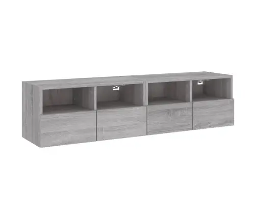 Sieninės Tv Spintelės, 2Vnt., Pilkos, 60X30X30cm Mediena
