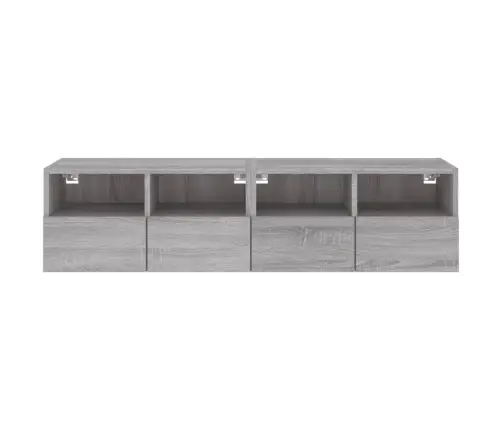 Sieninės Tv Spintelės, 2Vnt., Pilkos, 60X30X30cm Mediena