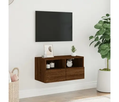 Sieninė Tv Spintelė, Ruda Ąžuolo, 60X30X30cm Apdirbta Mediena