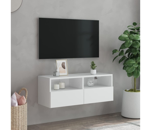 Tv Sienas Skapītis, Balts, 80X30X30 Cm, Inženierijas Koks Vidaxl