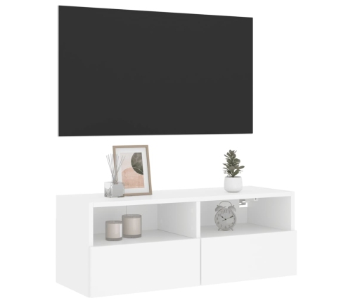 Tv Sienas Skapītis, Balts, 80X30X30 Cm, Inženierijas Koks Vidaxl