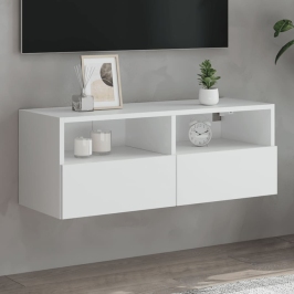 Tv Sienas Skapītis, Balts, 80X30X30 Cm, Inženierijas Koks Vidaxl