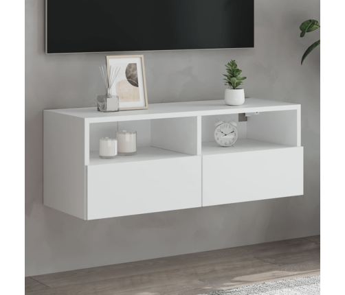 Tv Sienas Skapītis, Balts, 80X30X30 Cm, Inženierijas Koks Vidaxl