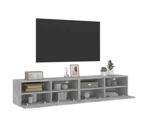 Sieninės Tv Spintelės, 2Vnt., Betono, 80X30X30cm Mediena