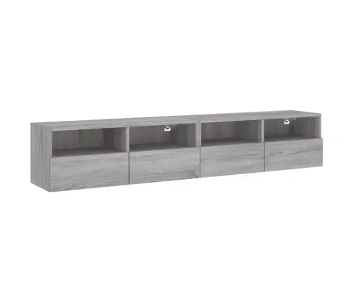 Sieninės Tv Spintelės, 2Vnt., Pilkos, 80X30X30cm Mediena