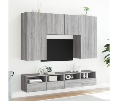 Tv Skapīši, 2 Gab., Pelēka Ozola, 80X30X30Cm, Inženierijas Koks Vidaxl