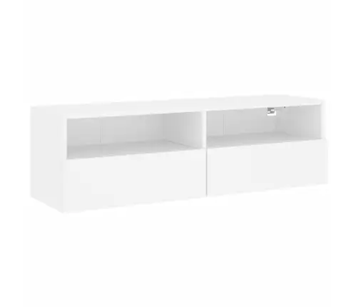Tv Sienas Skapītis, Balts, 100X30X30 Cm, Inženierijas Koks Vidaxl