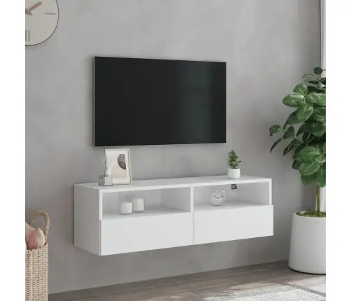 Tv Sienas Skapītis, Balts, 100X30X30 Cm, Inženierijas Koks Vidaxl