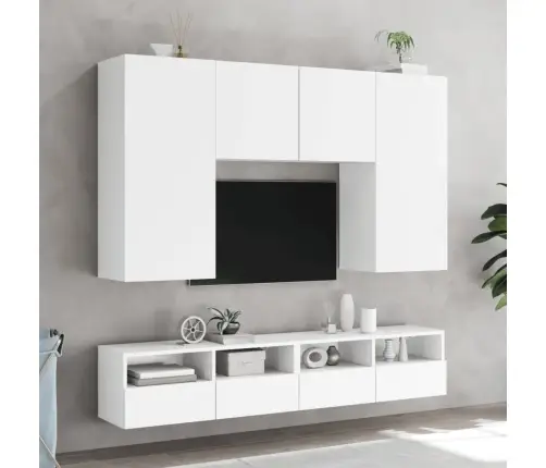 Tv Sienas Skapītis, Balts, 100X30X30 Cm, Inženierijas Koks Vidaxl