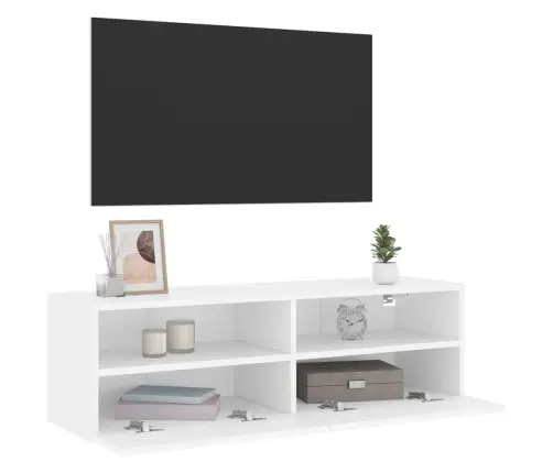Tv Sienas Skapītis, Balts, 100X30X30 Cm, Inženierijas Koks Vidaxl