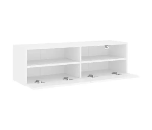 Tv Sienas Skapītis, Balts, 100X30X30 Cm, Inženierijas Koks Vidaxl