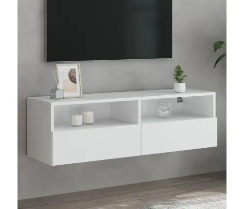 Tv Sienas Skapītis, Balts, 100X30X30 Cm, Inženierijas Koks Vidaxl
