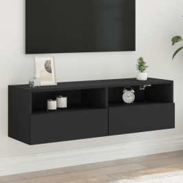 Tv Sienas Skapītis, Melns, 100X30X30 Cm, Inženierijas Koks Vidaxl