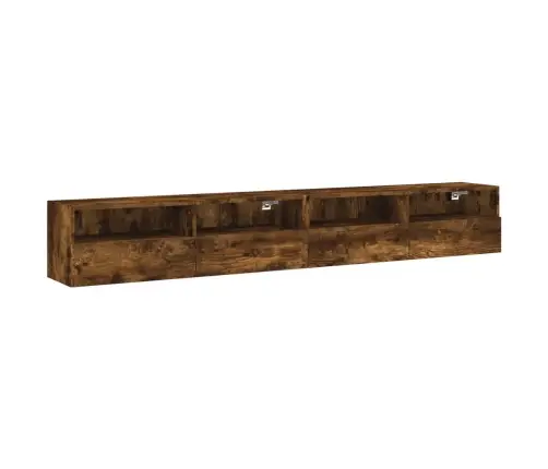 Sieninės Tv Spintelės, 2Vnt., Dūminės, 100X30X30cm Mediena