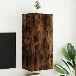 Sieninė Tv Spintelė, Dūminio Ąžuolo, 40,5X30X90cm Mediena