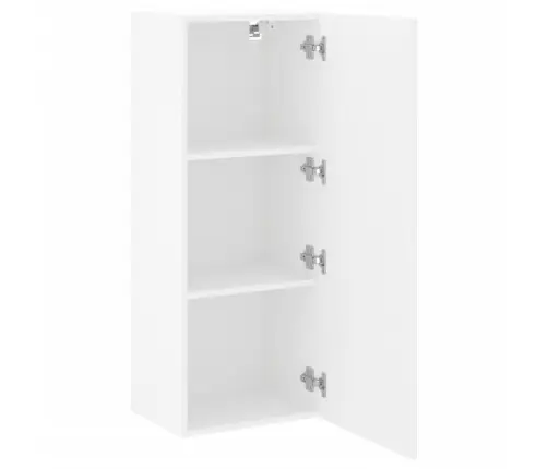 Tv Sienas Skapītis, Balts, 40,5X30X102 Cm, Inženierijas Koks Vidaxl