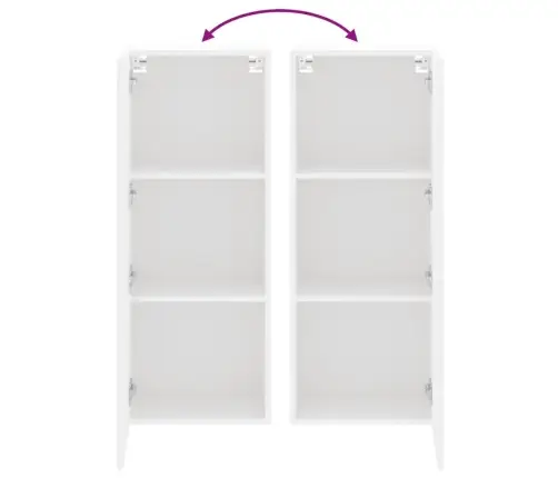 Tv Sienas Skapītis, Balts, 40,5X30X102 Cm, Inženierijas Koks Vidaxl
