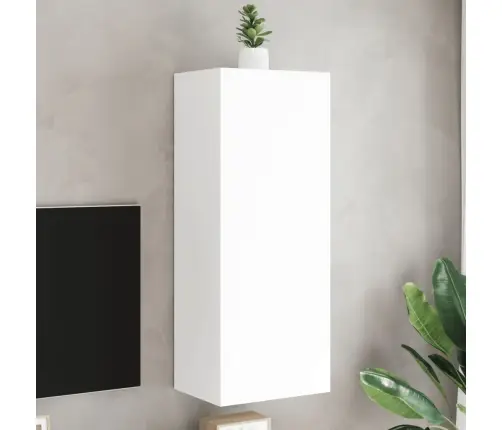 Tv Sienas Skapītis, Balts, 40,5X30X102 Cm, Inženierijas Koks Vidaxl