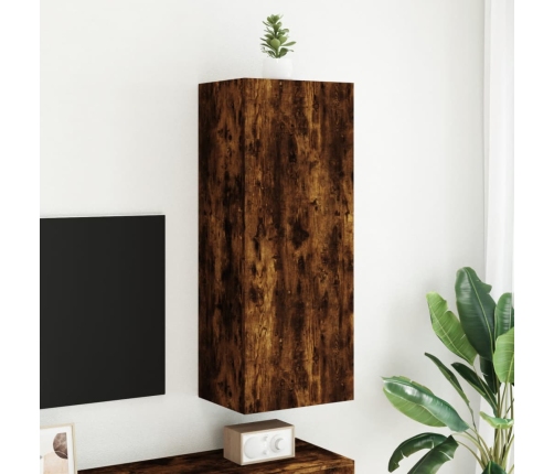 Sieninė Tv Spintelė, Dūminio Ąžuolo, 40,5X30X102cm Mediena