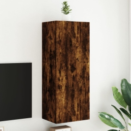 Sieninė Tv Spintelė, Dūminio Ąžuolo, 40,5X30X102cm Mediena