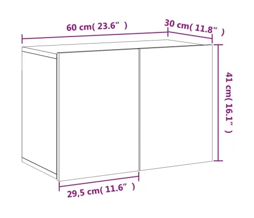 Tv Sienas Skapītis, Melns, 60X30X41 Cm Vidaxl Tv Sienas Skapītis, Melns, 60X30X41 Cm Vidaxl
