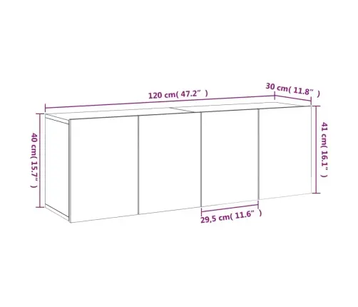 Prie Sienos Montuojamos Tv Spintelės, 2Vnt., Betono, 60X30X41Cm