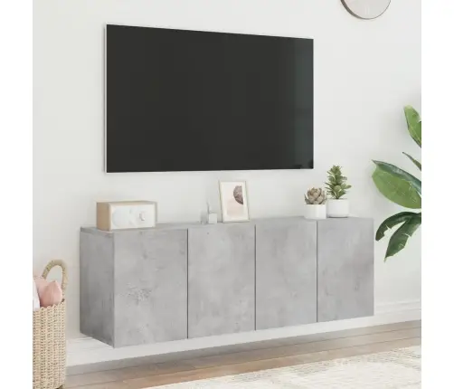 Prie Sienos Montuojamos Tv Spintelės, 2Vnt., Betono, 60X30X41Cm