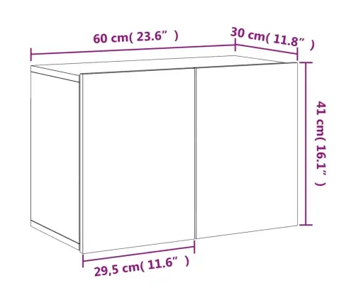 Tv Sienas Skapītis, Brūna Ozolkoka, 60X30X41 Cm Vidaxl Tv Sienas Skapītis, Brūna Ozolkoka, 60X30X41 Cm Vidaxl