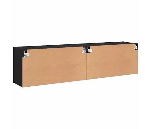 Prie Sienos Montuojamos Tv Spintelės, 2Vnt., Juodos, 80X30X41Cm Prie Sienos Montuojamos Tv Spintelės, 2Vnt., Juodos, 80X30X41Cm