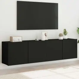 Prie Sienos Montuojamos Tv Spintelės, 2Vnt., Juodos, 80X30X41Cm