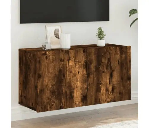 Prie Sienos Montuojama Tv Spintelė, Dūminio Ąžuolo, 80X30X41Cm
