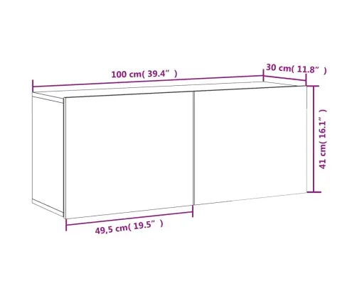 Prie Sienos Montuojama Tv Spintelė, Baltos Spalvos, 100X30X41Cm