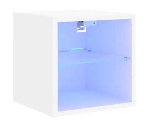 Sieninė Tv Spintelė Su Led Lemputėmis, Balta, 30X28,5X30Cm