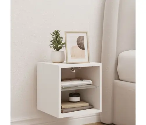 Sieninė Tv Spintelė Su Led Lemputėmis, Balta, 30X28,5X30Cm