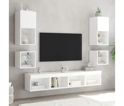Tv Galdiņi Ar Led Lampiņām, 2 Gab., Balti, 30X28,5X30 Cm Vidaxl