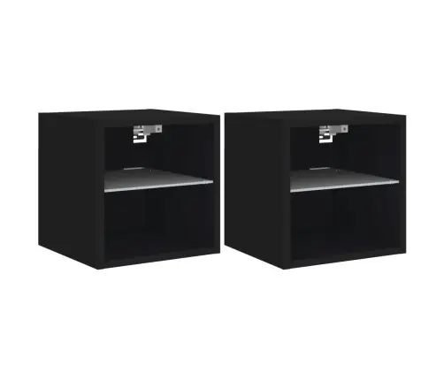 Tv Plaukti Ar Led Lampiņām, 2 Gab., Melni, 30X28,5X30 Cm Vidaxl