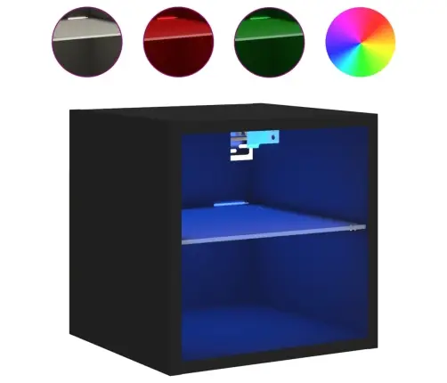 Tv Plaukti Ar Led Lampiņām, 2 Gab., Melni, 30X28,5X30 Cm Vidaxl