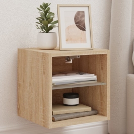 Tv Plaukti Ar Led Lampiņām, 30X28,5X30 Cm, Koka Krāsā Vidaxl