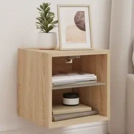 Tv Plaukti Ar Led Lampiņām, 30X28,5X30 Cm, Koka Krāsā Vidaxl