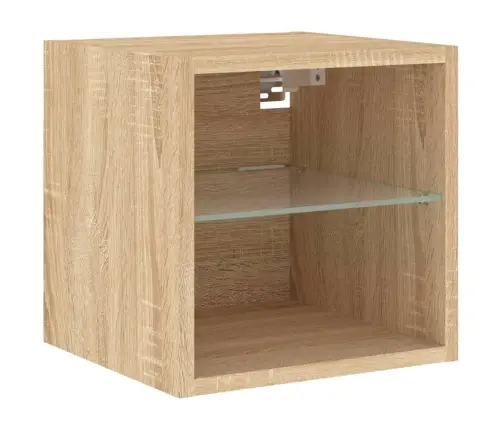Tv Plaukti Ar Led Lampiņām, 2 Gab., 30X28,5X30 Cm, Koka Krāsā Vidaxl