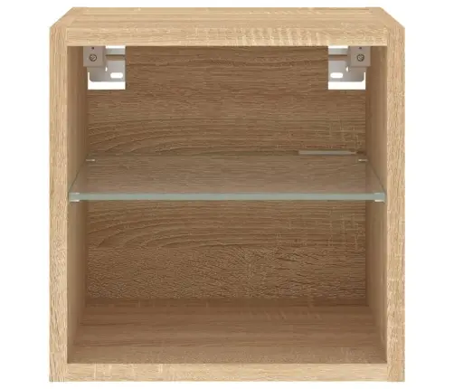 Tv Plaukti Ar Led Lampiņām, 2 Gab., 30X28,5X30 Cm, Koka Krāsā Vidaxl