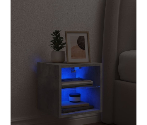 Sieninė Tv Spintelė Su Led Lemputėmis, Betono, 30X28,5X30Cm